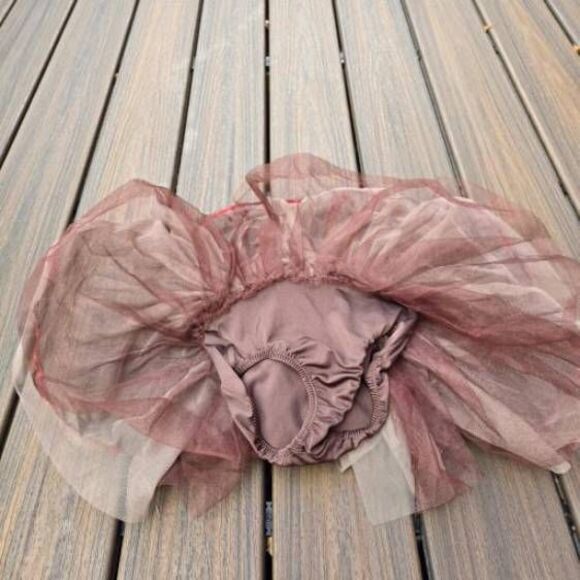 Curtain Call dance tutu dress leotard costume brown red w/ monkey tail kid sma - Picture 13 of 13